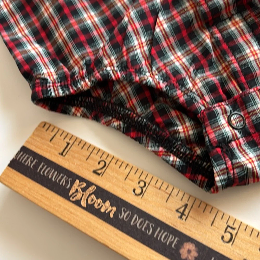 Carters Baby Boys Long Sleeve Bodysuit 12 Month Red Plaid Christmas Bodysuit 12M